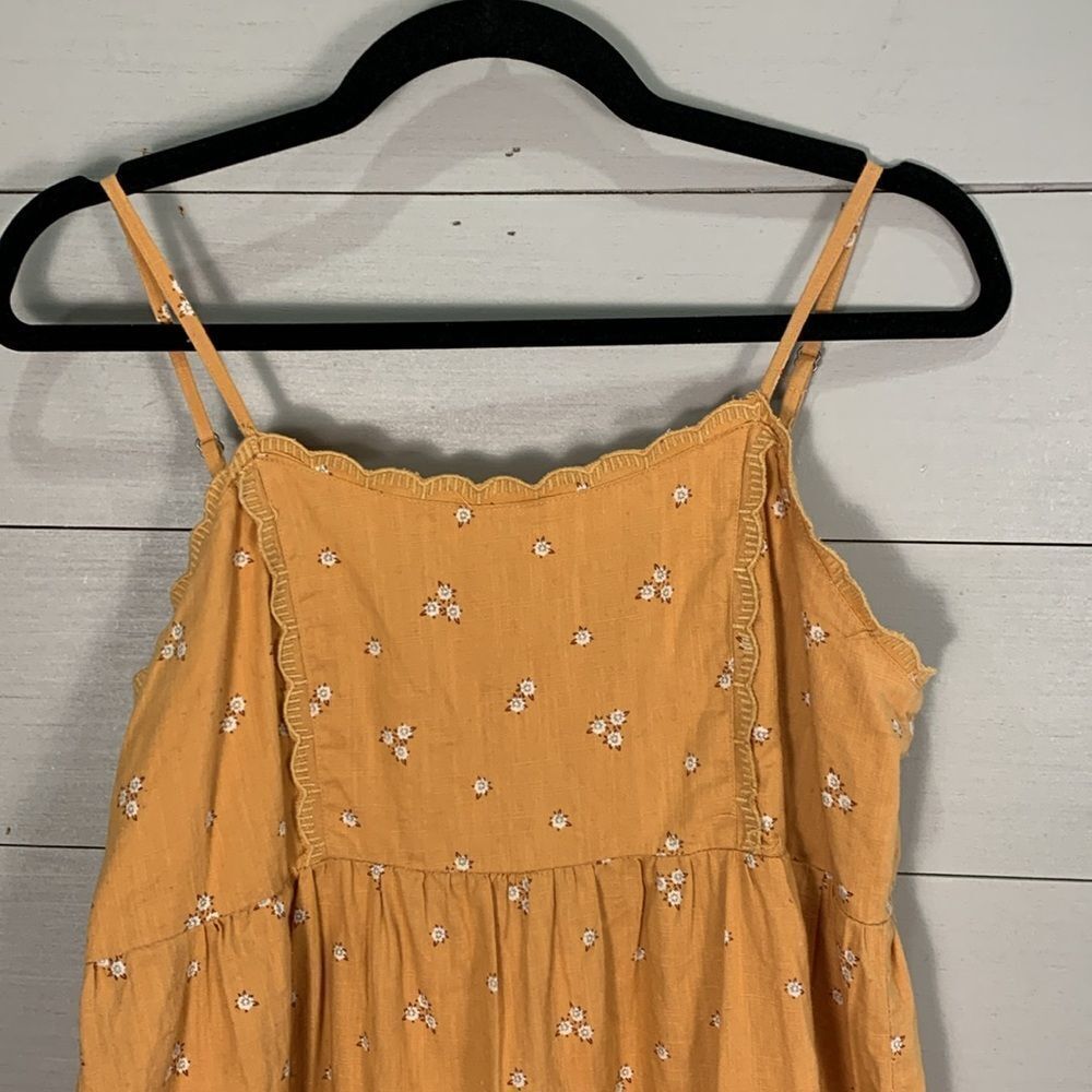 Aeropostale yellow mini ruffle ditzy floral print dress 100% cotton size Med - Picture 2 of 7